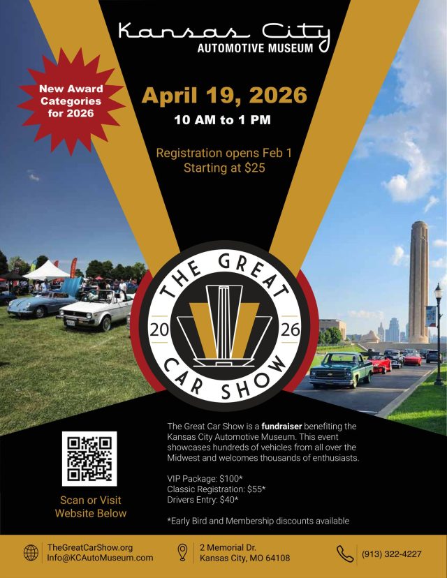 We’re almost at capacity… 

The Great Car Show is filling up fast—and only a few spots remain! This is your last chance to be part of one of Kansas City’s most anticipated automotive events of the year.

Expect an unforgettable lineup of classic, custom, and exotic vehicles, plus a full day of energy, community, and car culture. 

⏳ Don’t wait—once spots are gone, they’re gone.

👉 Register your vehicle or purchase your spectator tickets now before it’s too late! 
https://kansascityautomuseum.com/events/the-great-car-show-2026/?occurrence=2026-04-19

 #KCAutoMuseum #exoticcars #KCAM #TheGreatCarShowKC  #KansasCityEvents #CarShowKC  #KCMO #CarCommunity #ThingsToDoKC